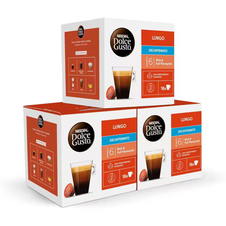 NESCAFÉ Dolce Gusto Lungo descafeinado, 48 cápsulas ( pack  3 x 16) - 1