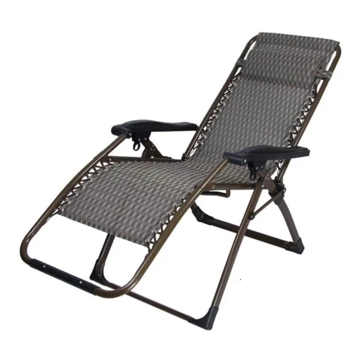 Silla reclinable plegable, silla ajustable para patio o salón, muebles de ratán al aire libre con almohada para piscina, patio, playa - 1