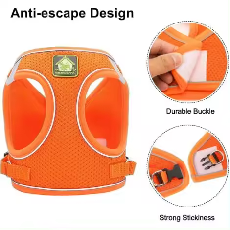 Arneses y correas para gatos Arnés para gatitos Arnés reflectante ajustable a prueba de fugas Chaleco transpirable Arnés para perros pequeños (M) - 1