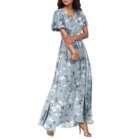 Vestido Largo Elegante Con Cuello En V Para Mujer Traje De Boda De Noche Fiesta Vestido De Fiesta Manga Corta Adecuado Para Primavera Verano Otoño - details 15