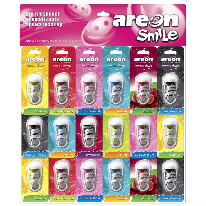 PACK 5 AMBIENTADOR DE COCHE AREON FRESH WAVE SURTIDO---- AMBIENTADOR FRESH WAVE SUPERTOP VENTAS-----PRESTIGIOSA MARCA AREON - 1