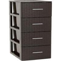 Cajonera de Almacenamiento Coshano con 4 Cajones - Torre Multiusos - Rattan 61,5 X 39,5 X 36,5 Cm - Color Wengué - details 0