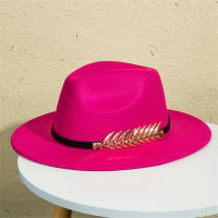 Sombrero De Vaquero Occidental Para Mujeres Con Borde Plano Y Cinturón Fedora De Jazz Color Sólido Clásico Para Hombres Y Mujeres En Todas Las Estaciones - details 7