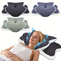 Almohada De Memoria Con Funda De Seda Hielo Para Cervical Ergonómica Suave Y De Baja Reacción Con Dos Alturas Regalo Familiar Para Dormitorio - details 0