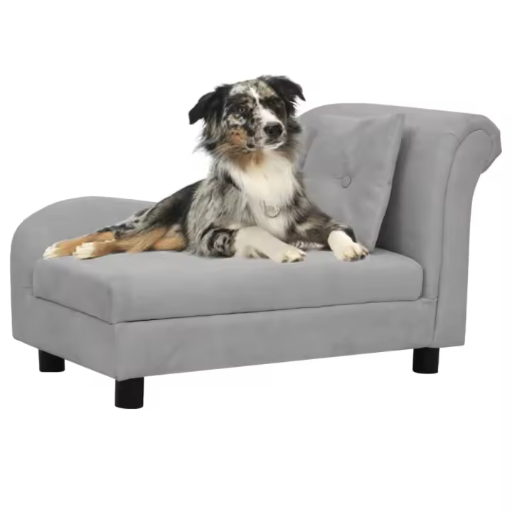 vidaXL Sofá para perros con almohada gris felpa 83x44x44 cm - 1