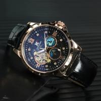 Reloj Mecánico Automático Para Hombre 1 Pieza De Moda Skeleton Con Dial Estrellado Luminoso Fase Del Día Correa Negra Artificial Casual Negocios Reloj De Lujo Top Marca Sin Batería - details 2