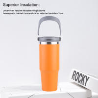 Taza De Viaje Aislada De Acero Inoxidable De 30oz Con Mango Y Capucha Para Bebidas Frías Y Calientes 901ml-1L Portátil Para Coche - details 1