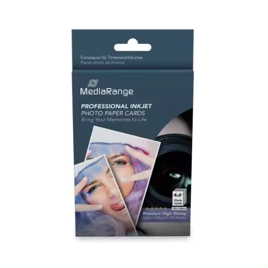 PAPEL FOTOGRAFICO MEDIARANGE MRINK104 A5 BRILLO - 100X150MM/220G/50 HOJAS - 1