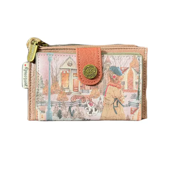 Tarjetero de mujer de sweet candy con dibujo de muñeca  con cierre RFID, y tamaño de13*9*1.5cm - 1