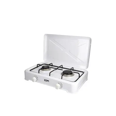 EDM Cocina de Gas Esmaltada 2 fuegos 46x30x12cm EDM - Metal Blanco - 07420 Cocina de gas Complementos para Cocina y Barbacoas Cocinas Jardin - 1