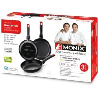 Monix Juego Pack Set 3 Sarténes Monix Hermanos Torres M240000 Ø18cm Ø22cm Ø26cm (18, 22, 26 cm), Aluminio Forjado, 3 Sartenes Piezas Antiadherentes, Aptas Cocinas Inducción, Vitro, Gas, Apta para Lavavajillas, Fondo de 4mm de Espesor, Gran Antiadherencia - details 0