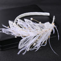 Corona De Crystals Para Novia Adornos De Cabello De Boda Con Perlas Y Plumas Aro De Pelo Para Mujeres Accesorios De Vestido - details 4