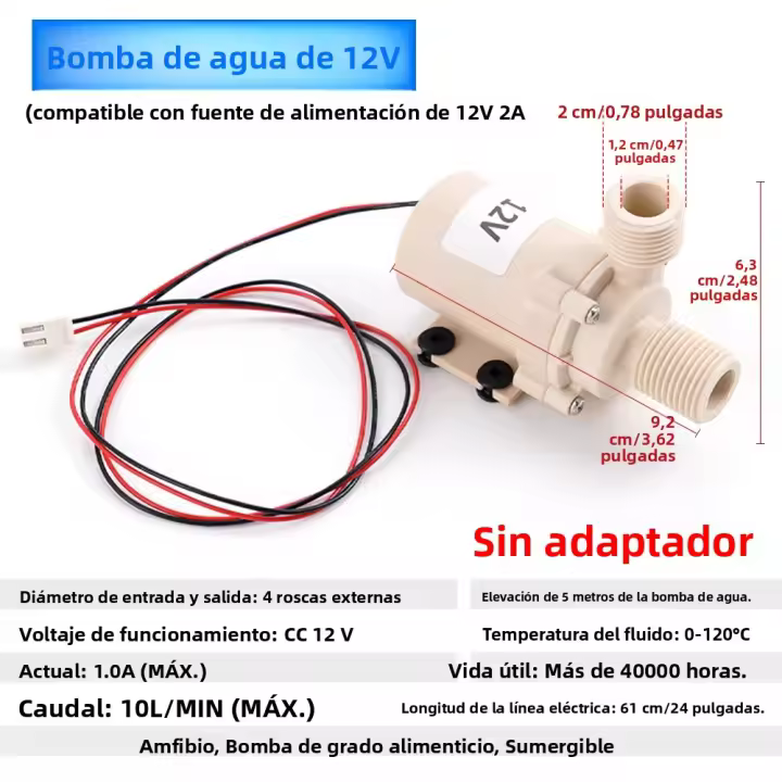 Bomba De Agua Solar DC 12V/24V 5M Para Agua Caliente Motor Sin Escobillas De Alta Presión Resistente a Altas Temperaturas Para Riego - 1