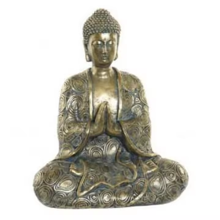 Figura de Buda en Resina Envejecida Dorada  Decoración Espiritual de 20x12x24,3 cm, Figura de Buda en Resina, Escultura Buda para Hogar - 1