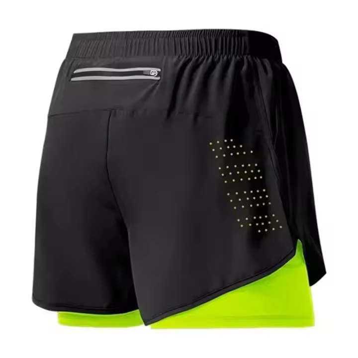 Shorts Deportivos Para Hombre Con Bolsillo Integrado Secado Rápido Verano 2 En 1 Shorts De Playa Y Gimnasio Corrida Estilo Doble Exterior - 1