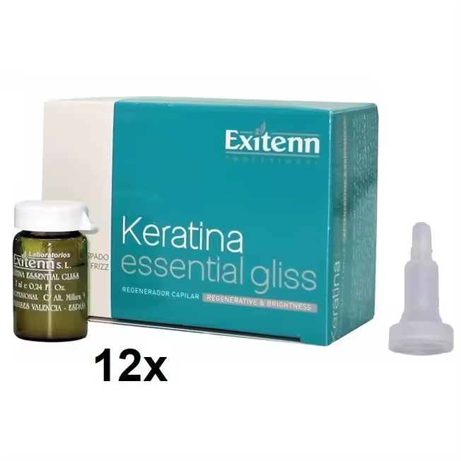Ampollas de Keratina Essential Gliss Exitenn Professional 12x7ml - Tratamiento cabellos castigados, teñidos, permanentados y resecos. - 1