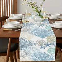 1pc Telar De Mesa Largo De Playa Tropical Para Fiestas Familiares Bodas Y Outdoor Interior Decoración De Mesa Con Agua Del Mar - details 7