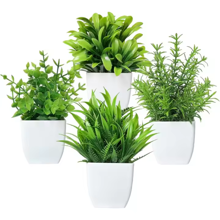 Canirologas Plantas artificiales para interiores, pequeñas plantas de simulación falsas, plantas en maceta de plástico sintético, adornos decorativos creativos para decoración, estantería, balcón - 1