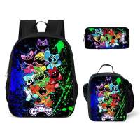 Set De Tres Piezas Buzo Antigua Con Estampado De Gato Cartoon Cuerda De Hombro Curvada Ajustable Bolsa Mensajera De Malla De Alta Capacidad Impermeable - details 9