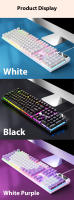 Teclado Gaming K500 Con Keycaps Blanco Y Rosa Mezclados 104 Teclas Cableado Para Laptop PC Estilo Mécanico Interfaz USB - details 5