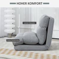 Silla de Suelo plegable con respaldo regulable en 6 Grados, asiento Grueso del asiento, función Cama, aspecto Lino, 70x41x56 cm, Gris - details 1