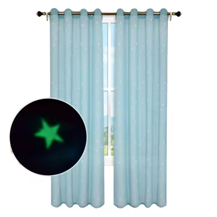 Cortina Luminosa Estrellada Para Niños Y Dormitorio Cortina Transparente Para Sala De Estar Y Comedor Divisoria Con Grommets Ilumina La Oscuridad - 1