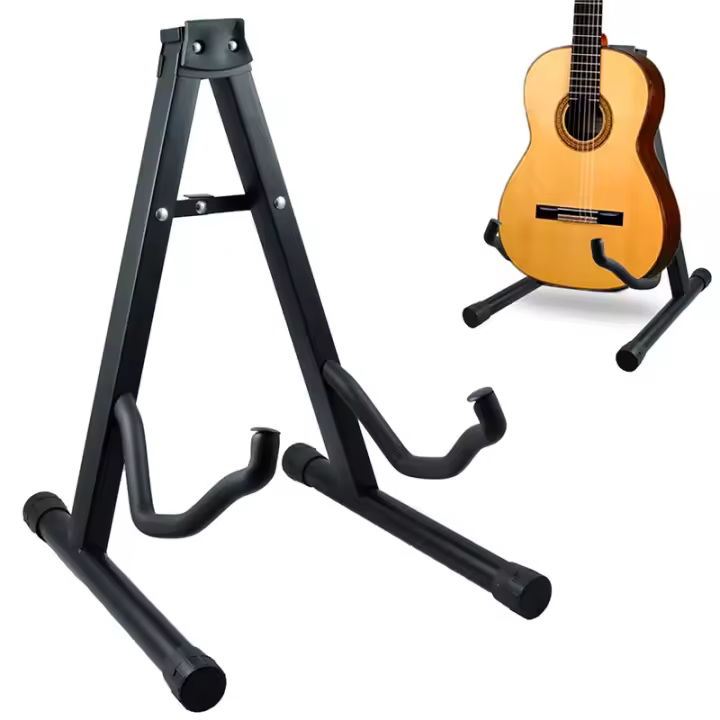 Soporte de suelo para guitarra plegable | Base tipo A con estructura metálica, acolchado protector patas antideslizantes - 1