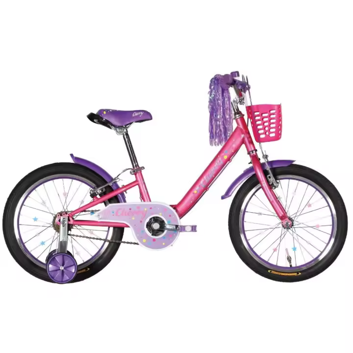 Bicicleta infantil acero 18" Formula CHERRY Vbr rosa con lila 2024 (cuadro 9") con guardabarros, timbre y canasta - 1