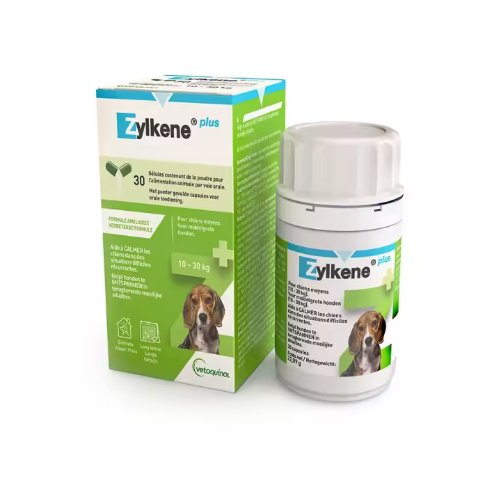 Zylkene PLUS 225 mg 30 cápsulas suplemento relajante para perros de raza mediana Vetoquinol - 1