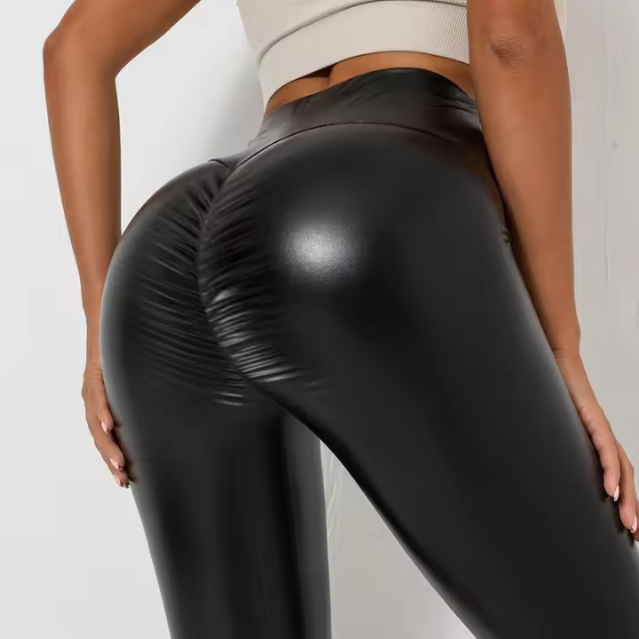 SSITO Mallas SexIs de cuero PU para Mujer, pantalones informales, Mallas de baile, pantalones de Yoga de Belta High, Mallas de Gimnasio con Realce de Caderas, pantalones de Yoga de Belta High - 1