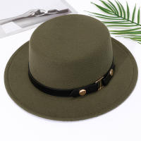 Sombrero Fedora Estilo Hepburn Para Mujer Versátil Retro Británico De Lana Jazz Top Flat Con Hebilla De Cinturón Para Otoño E Invierno - details 8
