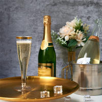 5PCS Creativos Flutes De Champán Plásticos Desechables Con Polvo De Oro Y Pierna Alta Para Bodas Y Fiestas Copas De Vino De Coctel Ecológicas - details 11