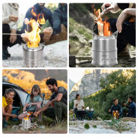 Estufa De Camping Lixada De Acero Inoxidable Para Leña Y Alcohol Estufa De Cocina Al Aire Libre Para Picnics BBQ Viajes Sin Ventilador - details 10