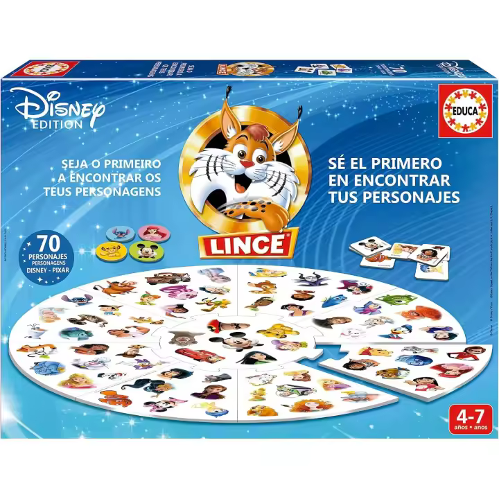 Educa - Lince edición 70 Personajes Disney Pixar, Juego de Mesa para agudizar la Vista, Memoria y Reflejos +4 años Educa19690 - 1
