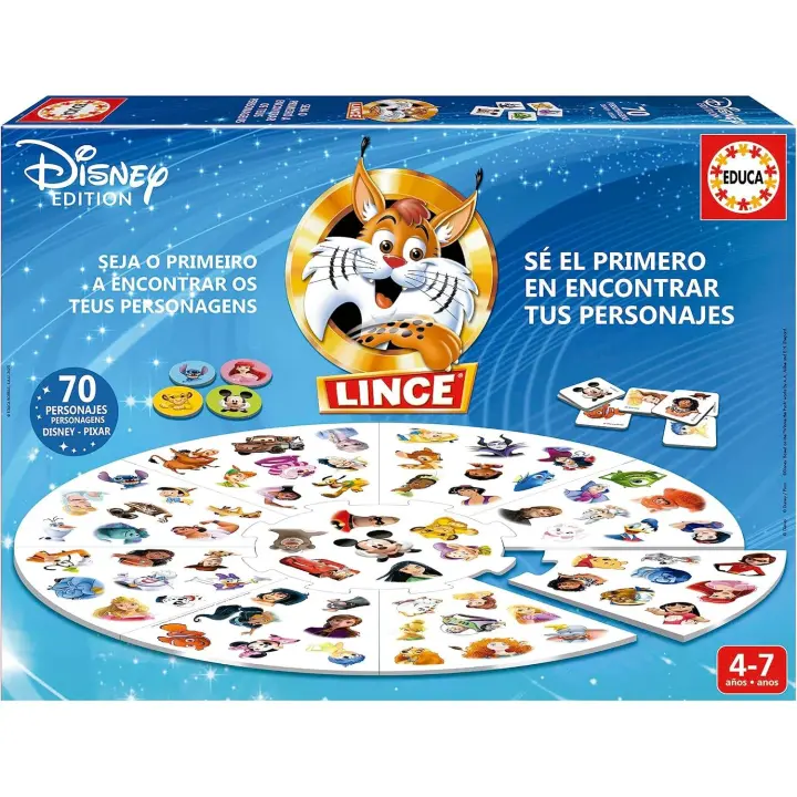 Educa - Lince edición 70 Personajes Disney Pixar, Juego de Mesa para agudizar la Vista, Memoria y Reflejos +4 años Educa19690 - 1
