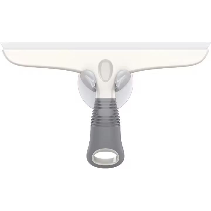 Limpiador multiusos para ventanas, puertas de ducha y coches. Limpiador de ventanas resistente con gancho de succión incluido. 25 cm. Blanco y gris. - 1