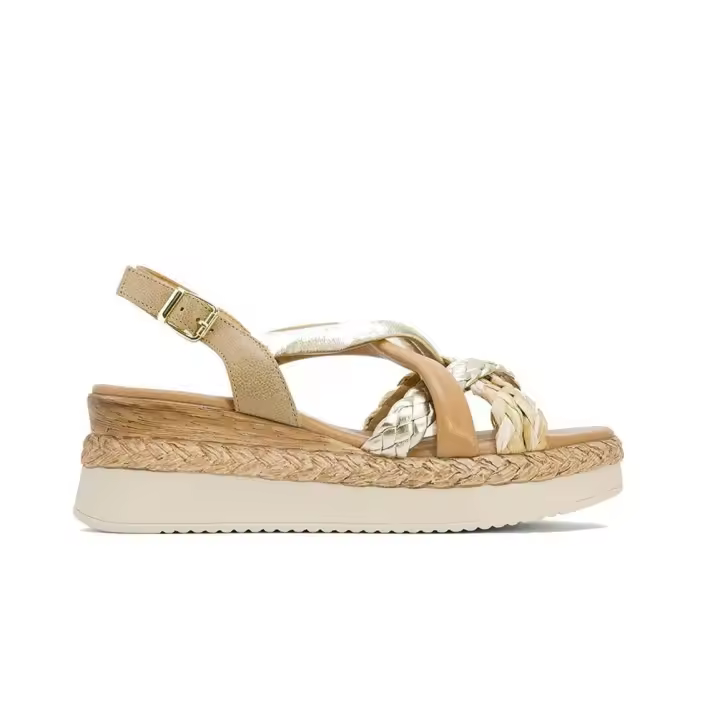 Porronet 3033 Sandalias con cuña Flavia para mujer en marrón arena de piel - 1