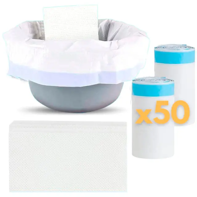 Bolsas Inodoro  Desechables con Almohadillas y Asas | Pack 50 Ortoprime - 1