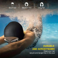 Manga De Natación Duradera De Silicona DEZITION Con Bolsillos Para Los Oídos Para Adultos Y Adolescentes Protege El Cabello Largo Y Proporciona Alta Elasticidad - details 4