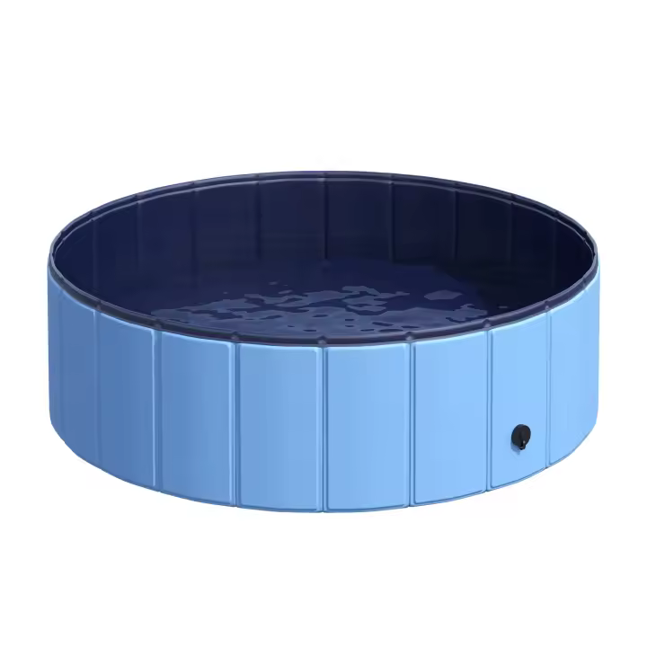 PawHut Piscina Plegable para Perros Ø100x30 cm Bañera para Mascotas Gatos de PVC Antideslizante Resistente al Desgaste Adecuado para Interior y Exterior Azul - 1