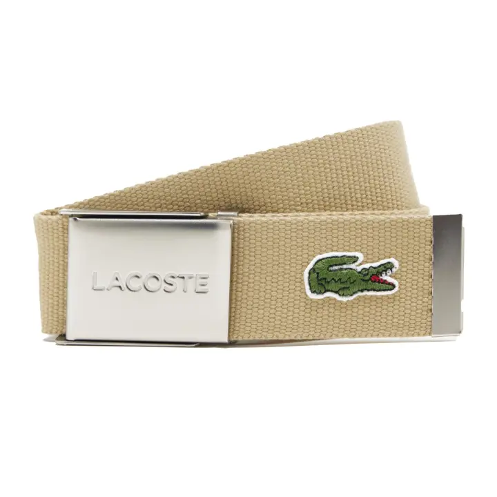LACOSTE Cinturón de Hombre de Tela - Estuche práctico, Cierre de Hebilla deslizante grabado - 1