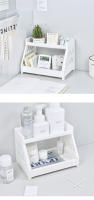 Estante De Doble Capa Para Escritorio Estilo Simple Organizador De Cosméticos Para Baño Y Oficina Estante De Terminales En Mesada Material Plástico - details 1