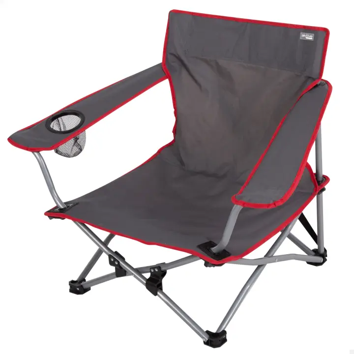Aktive - Silla camping plegable, 49x46x60 cm, asiento bajo, incluye posavasos, topes antivuelco, peso máx 110 kg, estructura acero, tejido poliéster, asa transporte de hombro, sillas plegables, silla plegable camping - 1