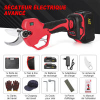 Tijeras de podar eléctricas sin escobillas, herramienta de corte de ramas de árboles frutales de jardín con 2 baterías de piezas, Tijeras de podar，1000W， 50mm， Compatible con batería Makita - details 0