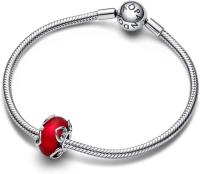 Pandora Moments - Charm de Plata de Lei con Cristal de Murano Rojo esmerilado-Encanto del corazón, Viene con UN embalaje de Caja de regalo completo. - details 1