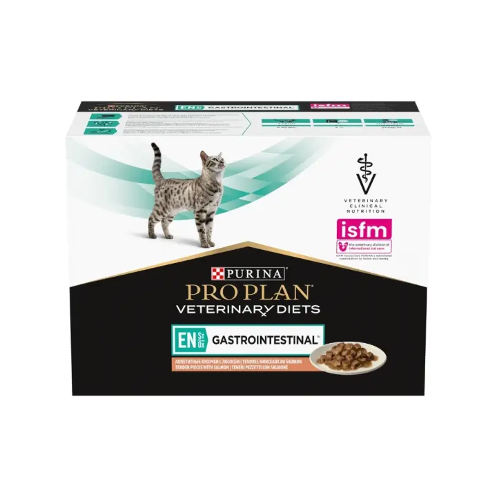 PRO PLAN DV - Feline EN Gastrointestinal Sobres Salmón (10x85 gr) - Comida Húmeda para Gatos que Ayuda con los Trastornos Intestinales - 1