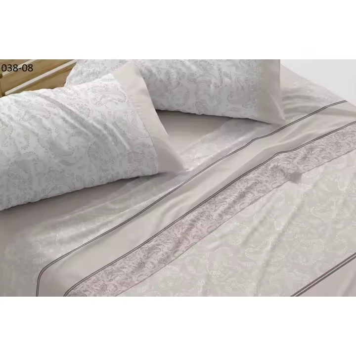 Juego de Sábanas Burrito Blanco 38 Beig Geométrico Suave y Transpirable - 1
