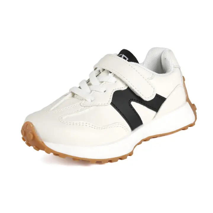Zapatos Para Niños Y Niños Transpirables De Cuero PU Tenis Planos Para Bebés En Colores Rosa/Negro/Ceniza Tallas 21-36 - 1