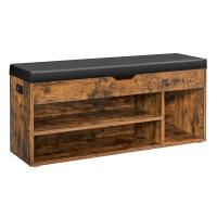 Banco zapatero con asiento acolchado, resistente, 3 estantes, tapa abatible, marrón o blanco, perfecto para pasillo o habitación - details 5