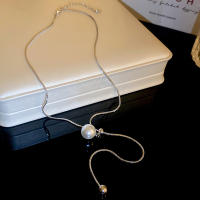 Collar Colgante Largo De Perla Minimalista Para Mujer Metálico Punk Con Ajuste Y Larguero Accesorios De Moda Joyería Regalo - details 6